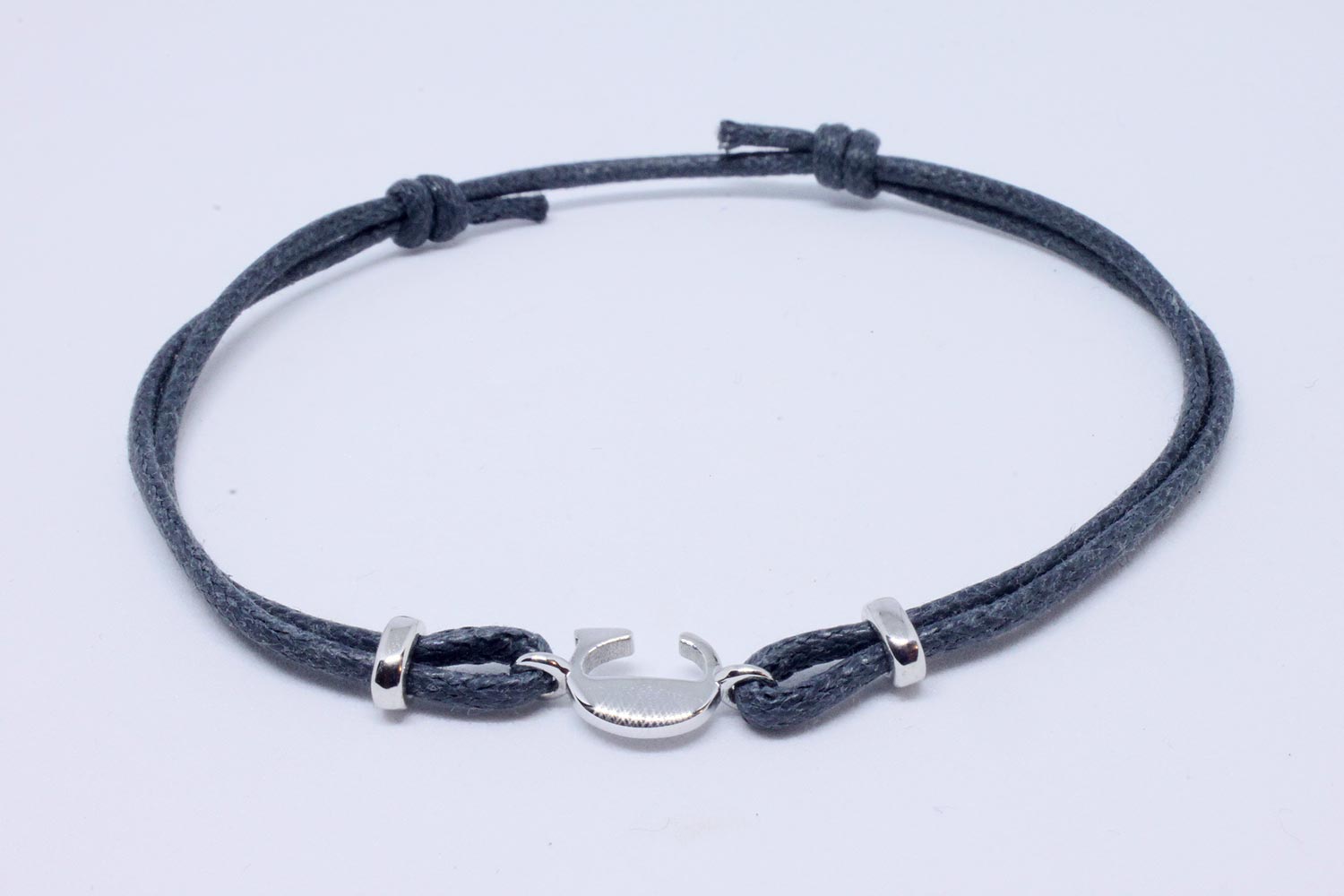 Bracelet Name collection with white gold pendant, cotton waxed available in more colors