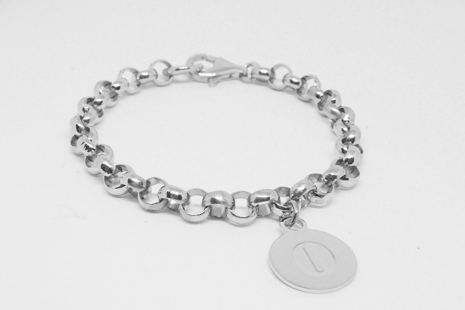 Silver bracelet with medal Logo collection