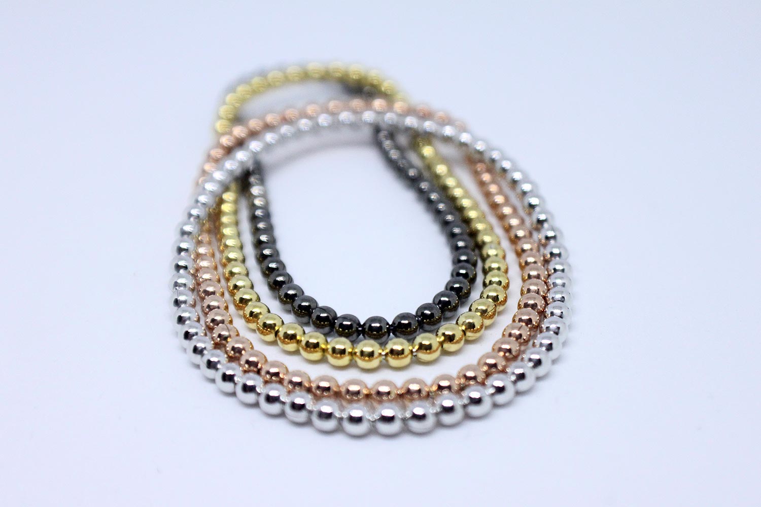 Silver elastic bead bracelet - available in rutenio version, gold version and rose version