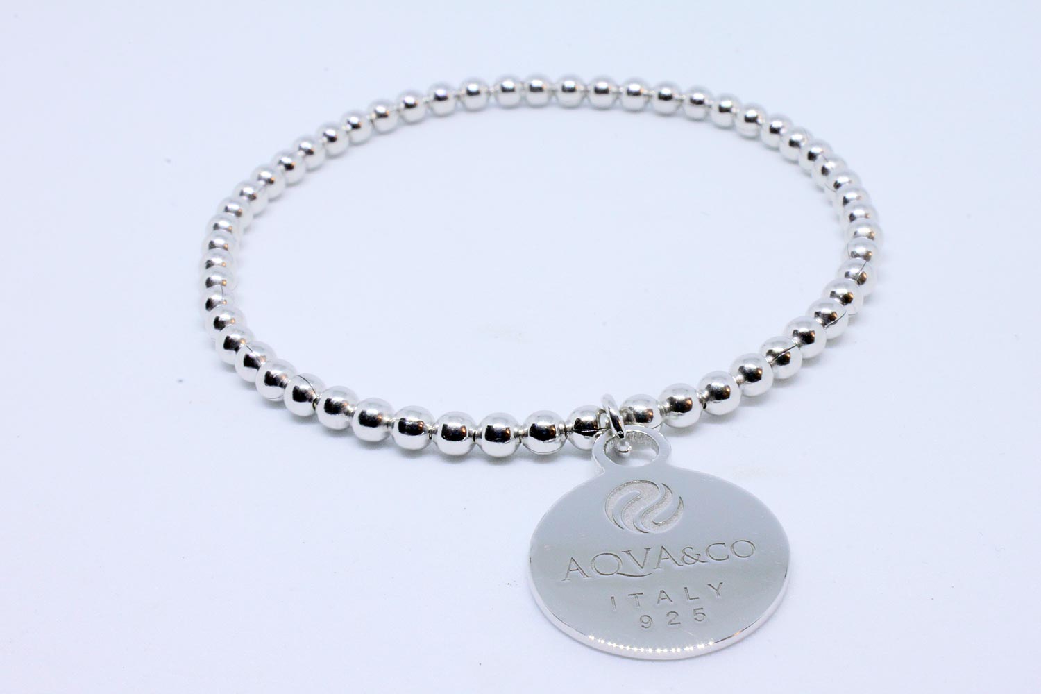 Silver elastic bead bracelet logo collection