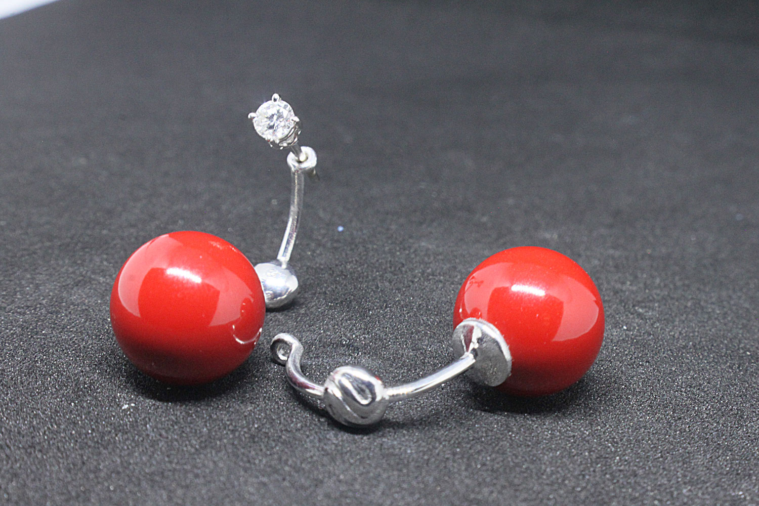 Silver earrings accessories with coral paste