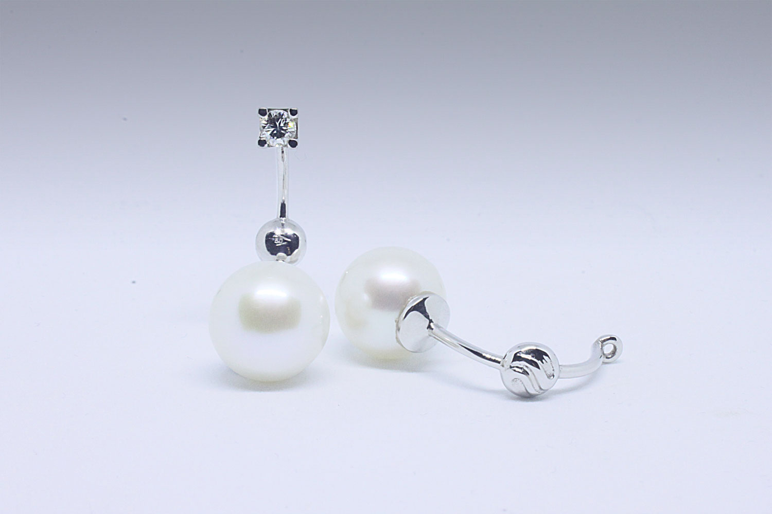 White gold earrings accessories with pearls fresh water
